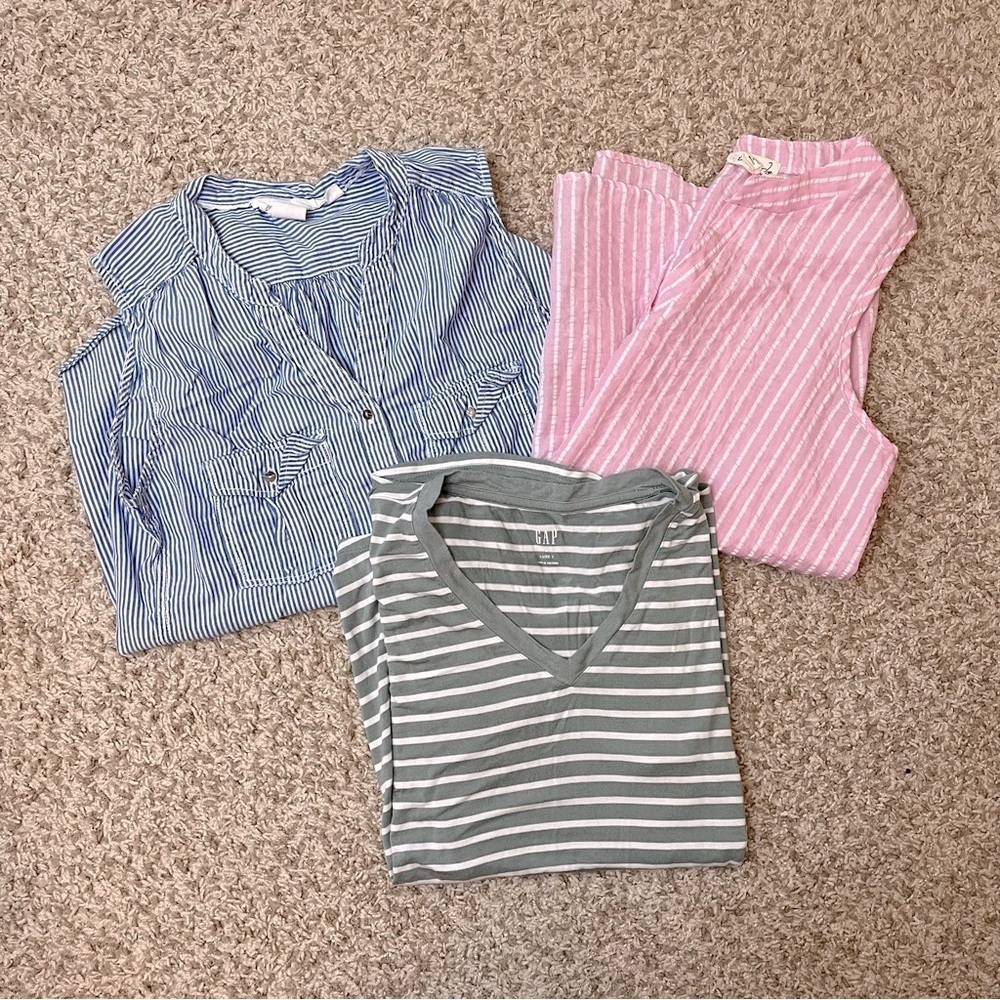 Stripe Shirt Bundle - Size Medium - H&M Emi & Joe Gap
